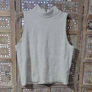 Anthropologie Postage Stamp Sleeveless Textured Cream Top L